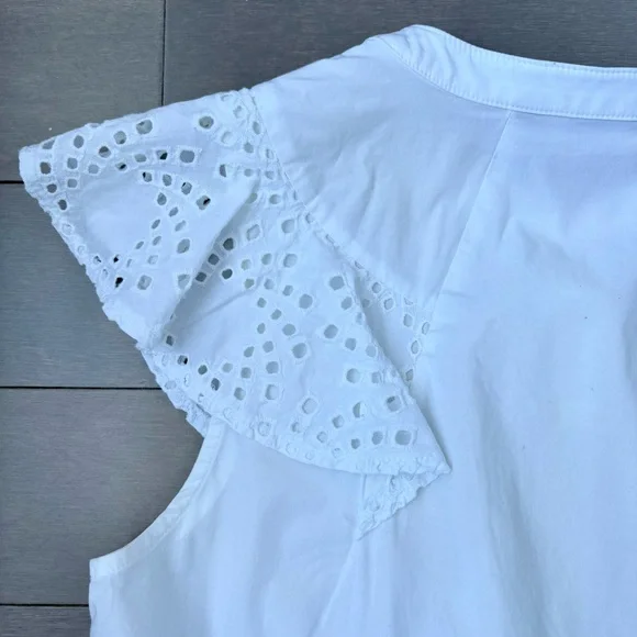 Banana Republic White Eyelet Ruffle Sleeve Blouse - Picture 6 of 10